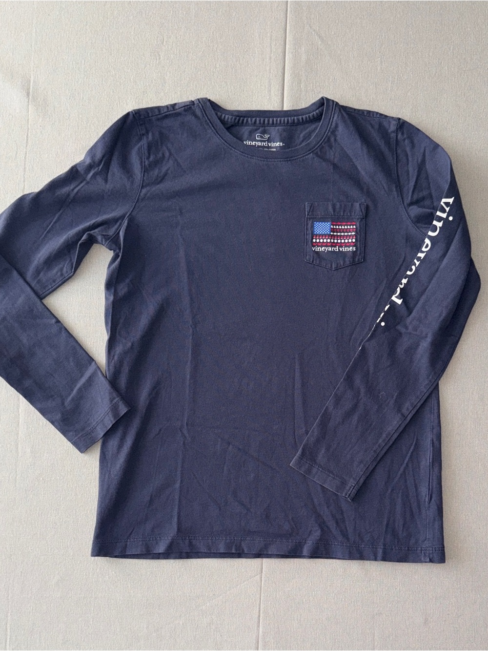 Vineyard Vines Kids Nautical Logo Graphic Long Sleeve Preppy Tee - Large